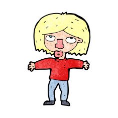 cartoon girl looking upwards N12