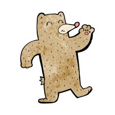 cartoon waving bear N11