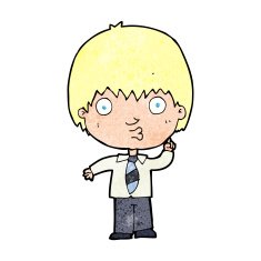 cartoon school boy answering question N61