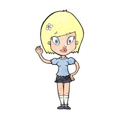 cartoon pretty girl waving N38