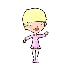 cartoon waving woman N180