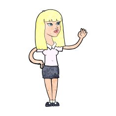cartoon pretty woman waving N111