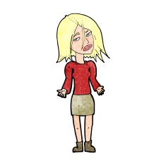 cartoon woman shrugging shoulders N611