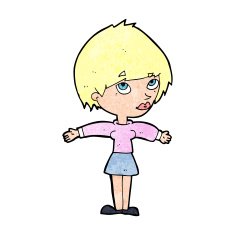 cartoon woman with open arms N122