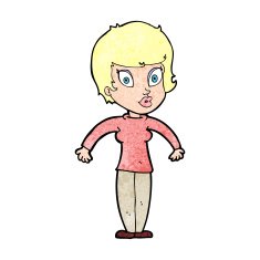 cartoon woman shrugging shoulders N612