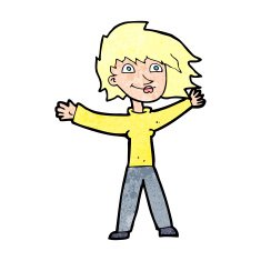 cartoon excited woman waving N13