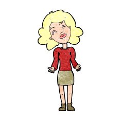cartoon woman shrugging shoulders N613