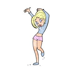 cartoon pretty woman dancing N23