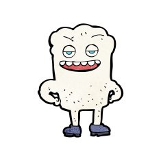cartoon tooth looking smug N17