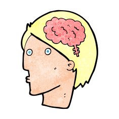 cartoon man with brain symbol N22