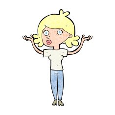 cartoon woman throwing arms in air N11
