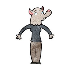 cartoon friendly werewolf woman N9