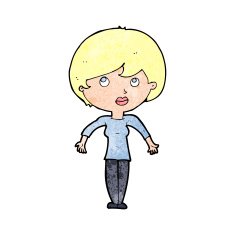 cartoon woman shrugging shoulders N616