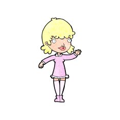 Cartoon Woman Waving N425