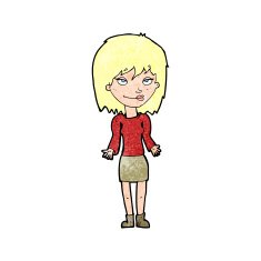 cartoon woman shrugging shoulders N618