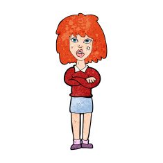 cartoon tough woman with folded arms N13