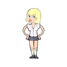 cartoon woman with hands on hips N285
