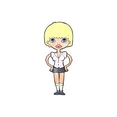 cartoon woman with hands on hips N286