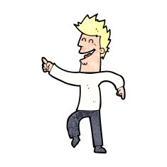 cartoon man pointing and laughing N50