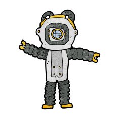 cartoon deep sea diver N37