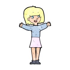 cartoon excited woman N171