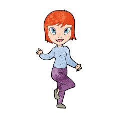 cartoon pretty woman waving N113