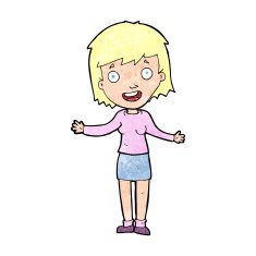 cartoon excited woman N173