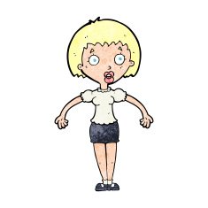 cartoon confused woman shrugging shoulders N12