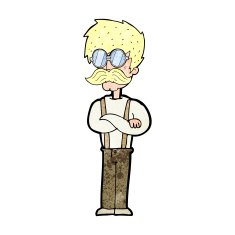 cartoon hipster man with mustache and spectacles N13
