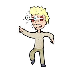 cartoon man with popping out eyes N37