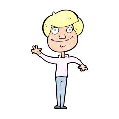cartoon happy man waving N48