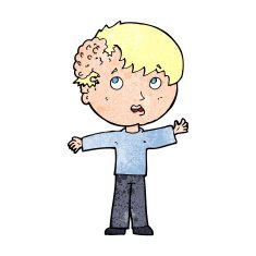 cartoon boy with growth on head N48
