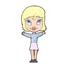 cartoon woman with open arms N125