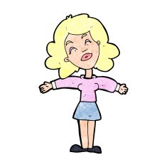 cartoon woman with open arms N126