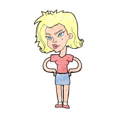 cartoon woman with hands on hips N288