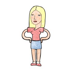 cartoon woman with hands on hips N289
