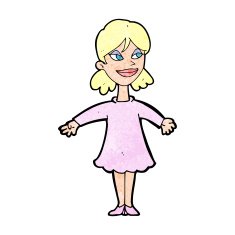 cartoon woman with open arms N127