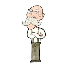 cartoon angry old man N192