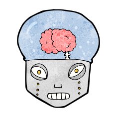 cartoon spooky robot head N15