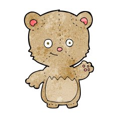 cartoon teddy bear waving N20