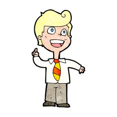 cartoon school boy raising hand N13