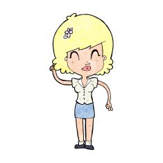cartoon pretty woman with idea N90