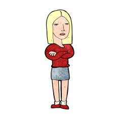 cartoon woman with folded arms N38