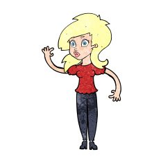 cartoon pretty woman waving N115