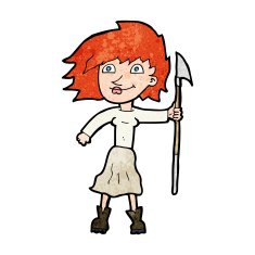 cartoon woman with spear N13