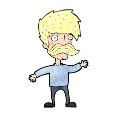 cartoon man with mustache waving N37