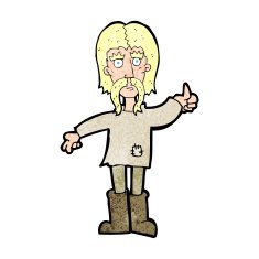 cartoon hippie man giving thumbs up symbol N12