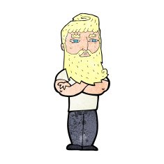 cartoon serious man with beard N26