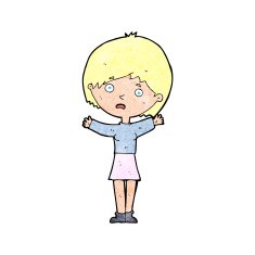 cartoon worried woman N99