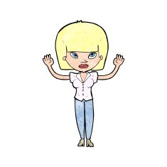 cartoon woman with raised hands N12